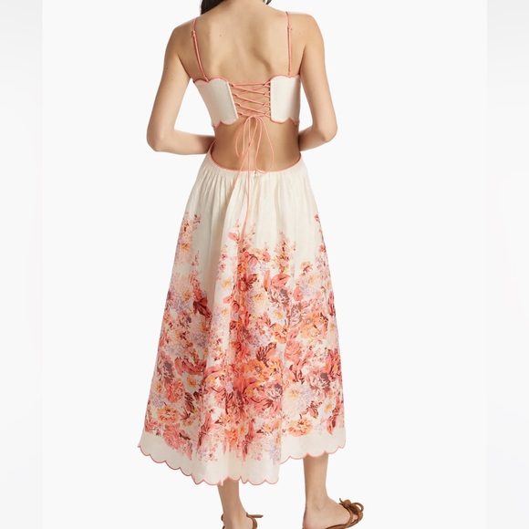 Zimmermann Devi Scalloped Cutout Midi Dress - Picture 5 of 8